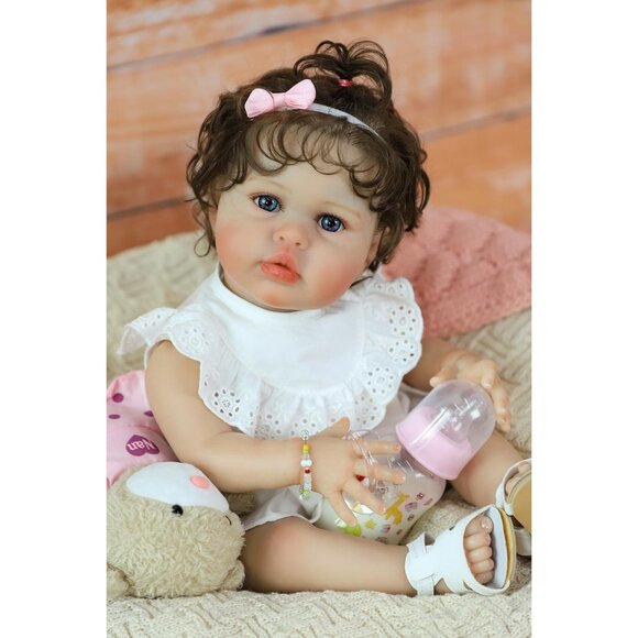 20 Inch Reborn Baby Doll Girl Realistic Newborn Soft Vinyl Body with Accessories - Picture 7 of 9